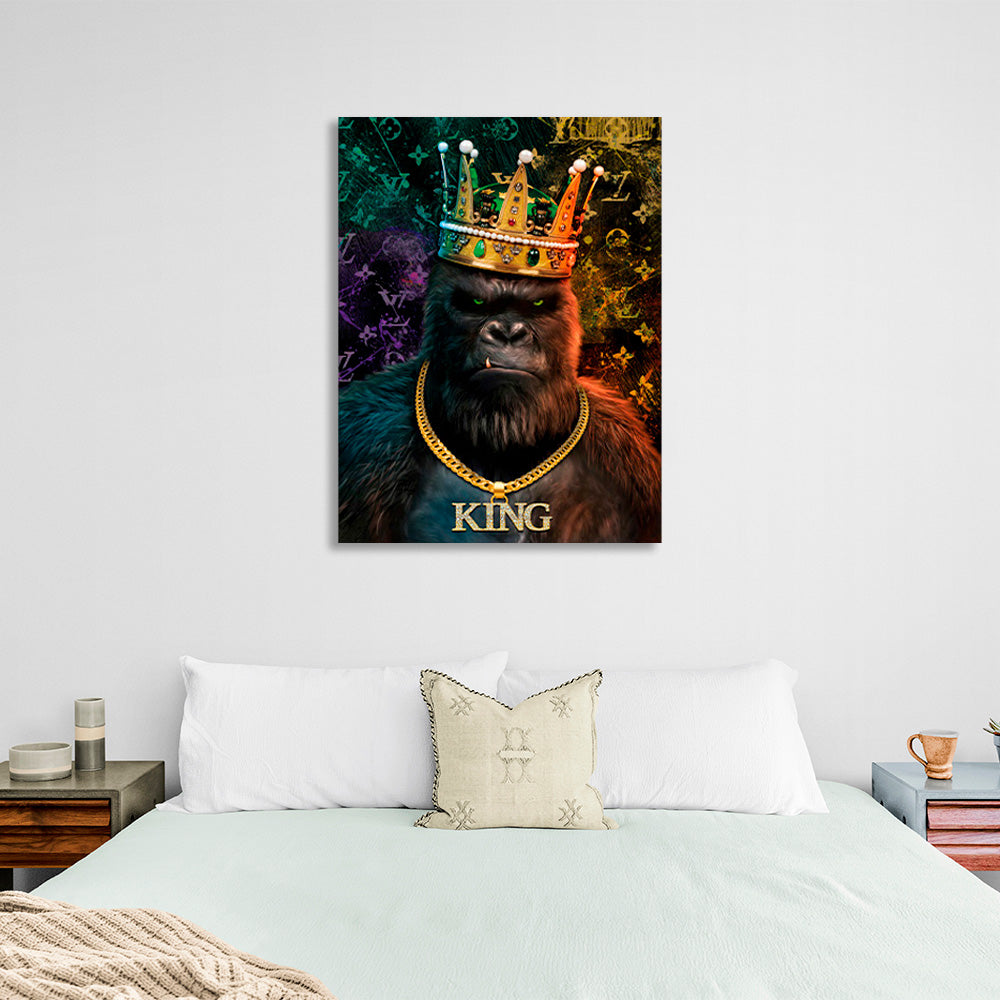 Motivierender Leinwand-Kunstdruck „Königlicher Gorilla“