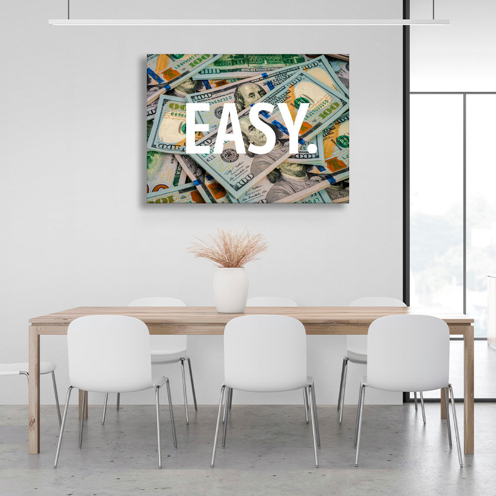 """EASY.""  Inspirational Canvas Wall Art Print"