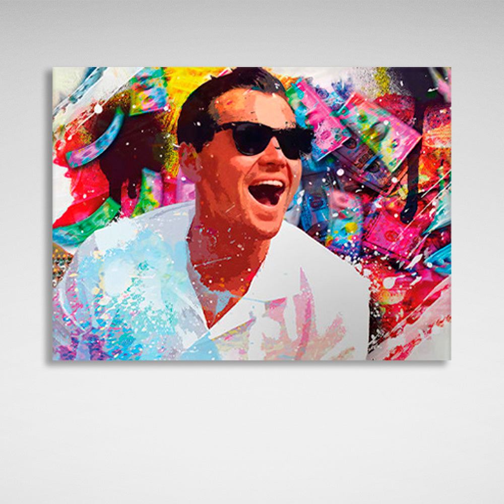 Leonardo DiCaprio wearing black sunglasses in a variety of shades Motivational Canvas Wall Art Print