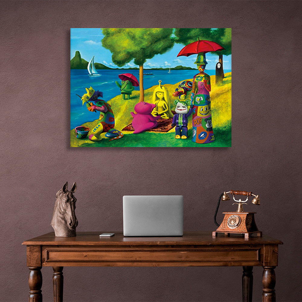 Brightly colored funny cartoon characters Canvas Wall Art Print