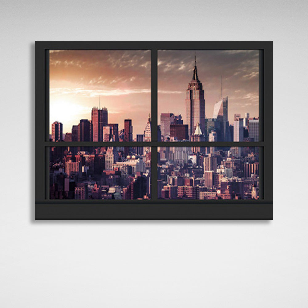 View of the big city Canvas Wall Art Print