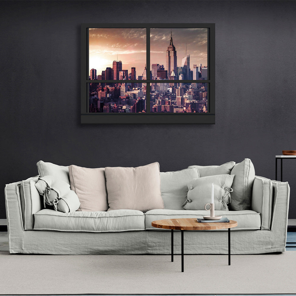 View of the big city Canvas Wall Art Print