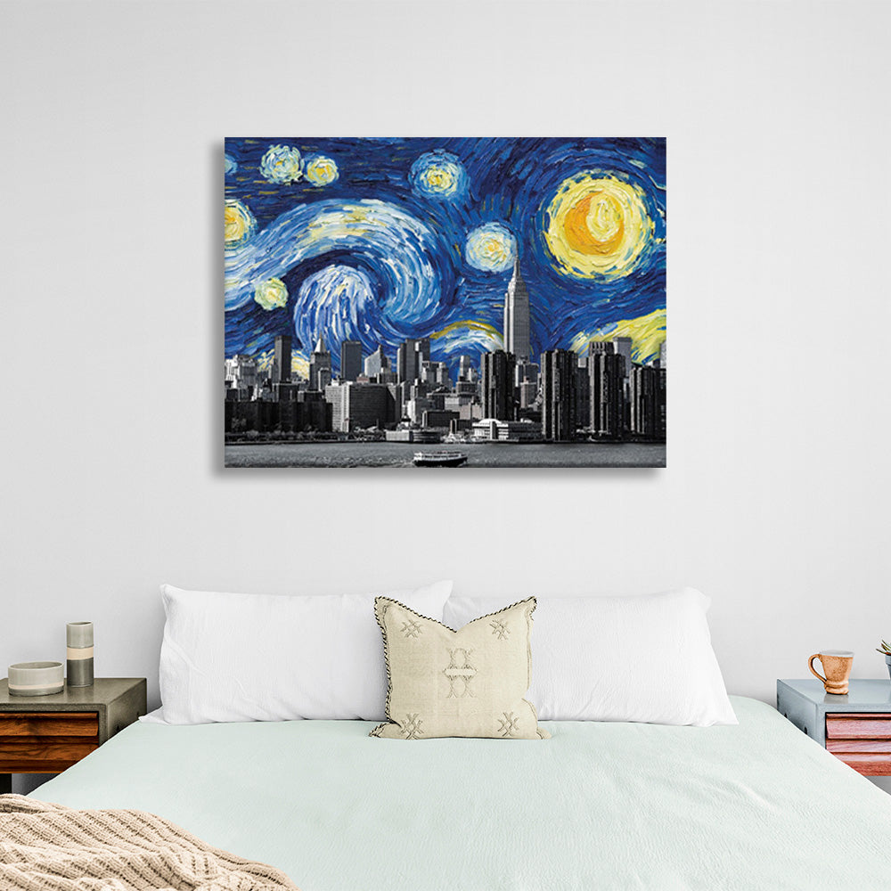 Big city imitation painting Canvas Wall Art Print