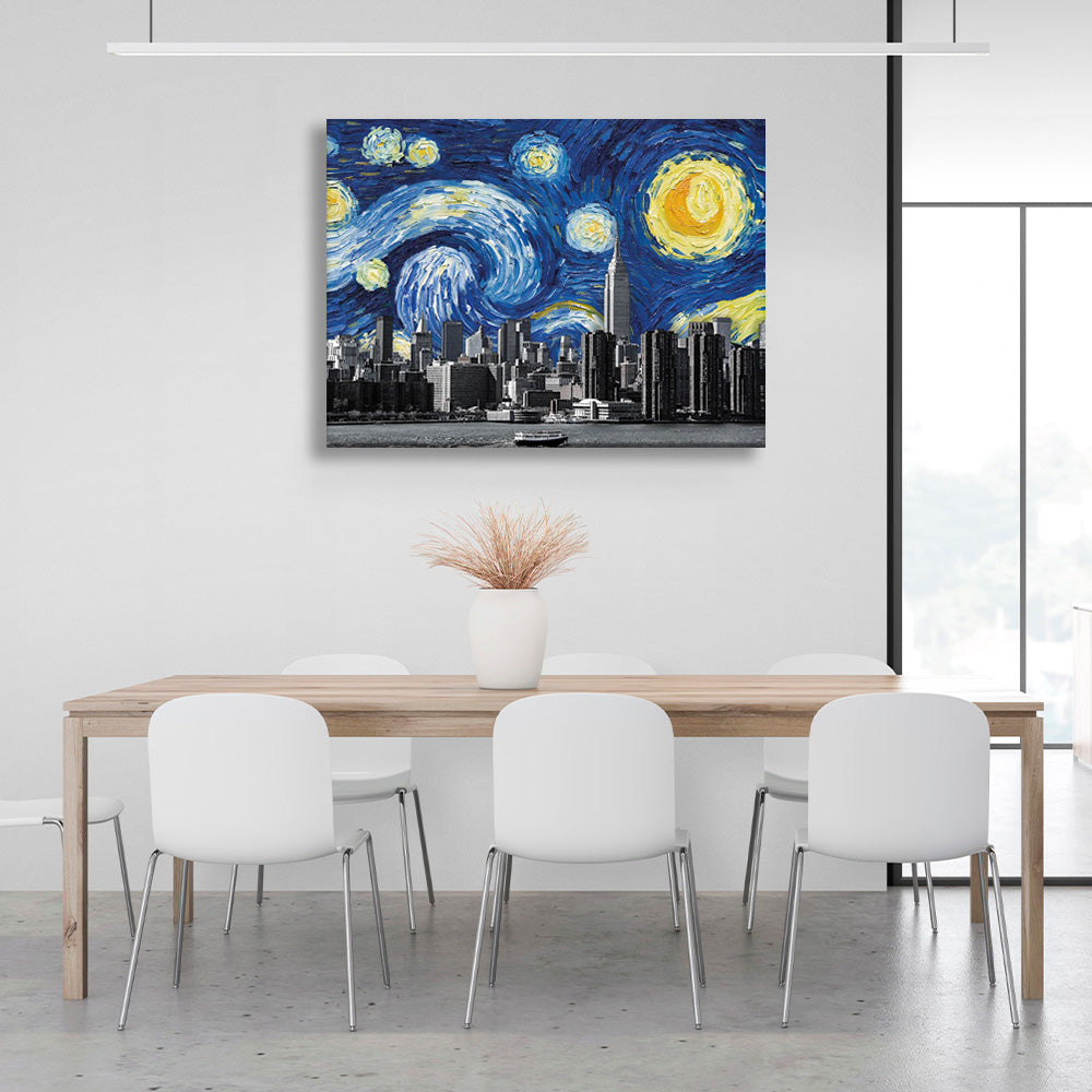 Big city imitation painting Canvas Wall Art Print