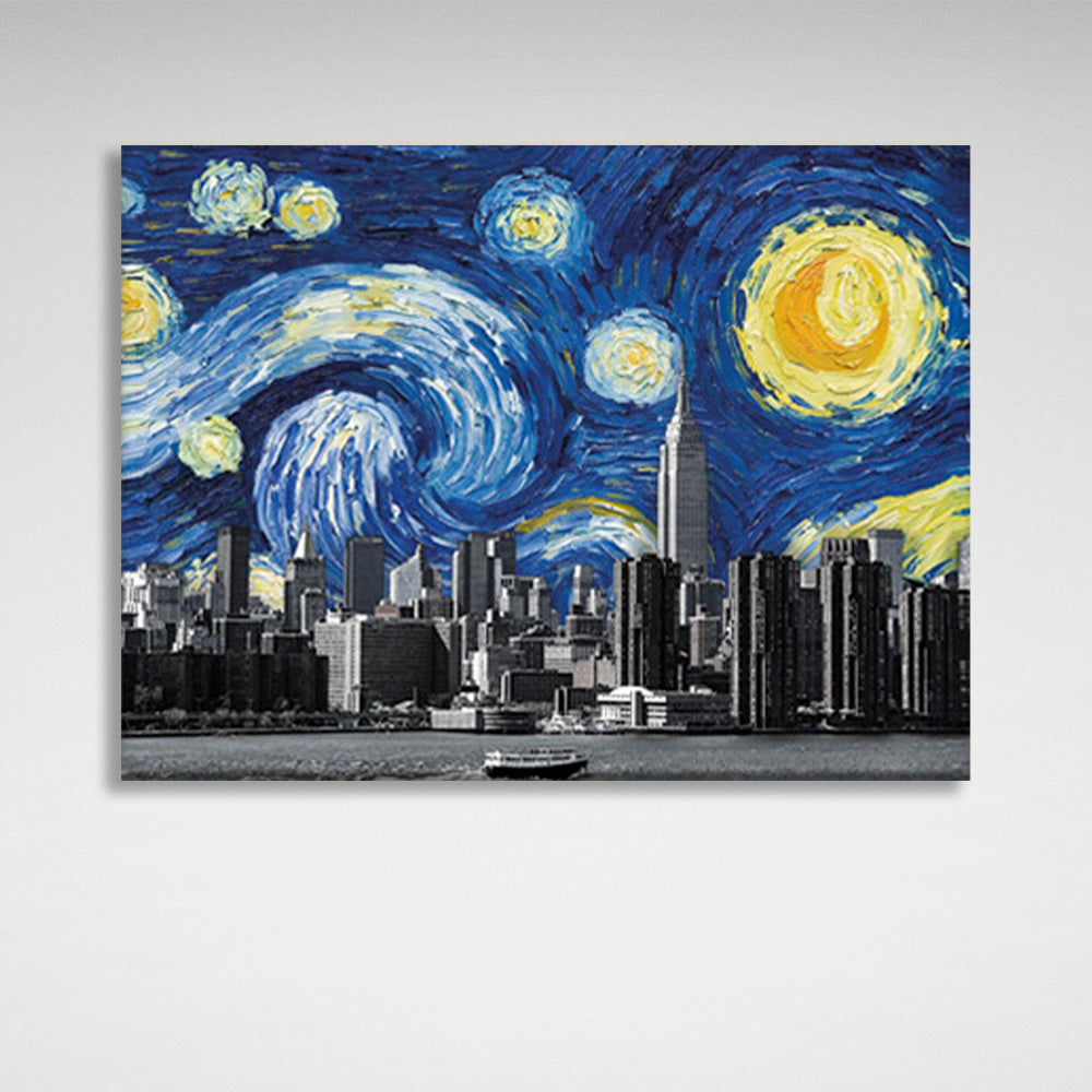 Big city imitation painting Canvas Wall Art Print