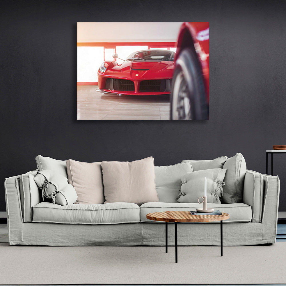 Kunstdruck auf Leinwand, Motiv: „Roter Ferrari“