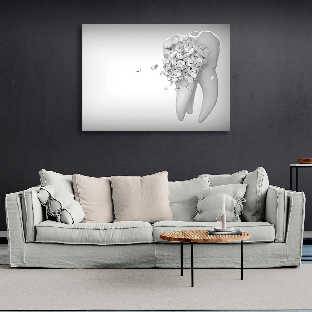 A shattered white tooth Canvas Wall Art Print