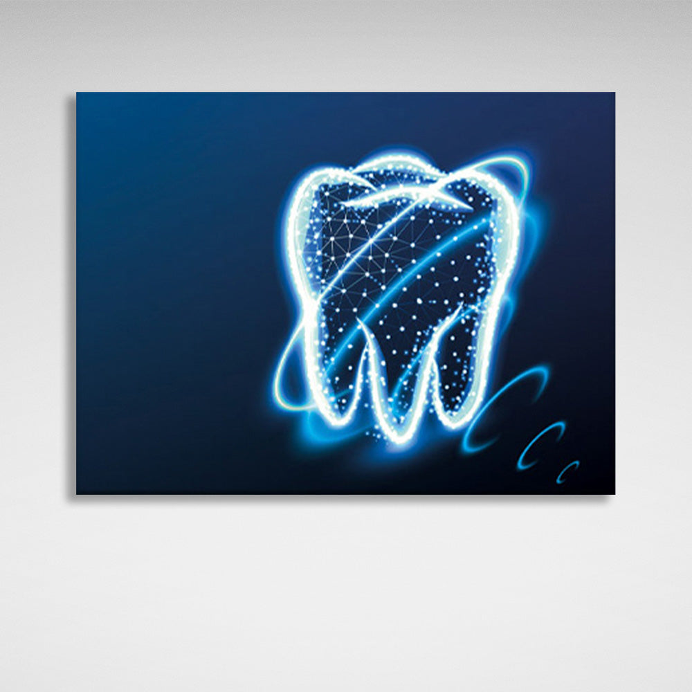 The bright blue outline of the tooth Canvas Wall Art Print