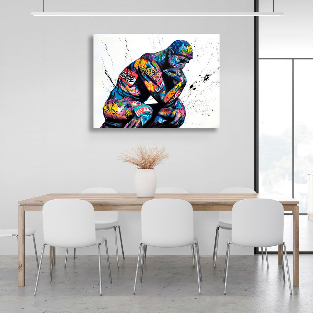 Sculpture in graffiti Canvas Wall Art Print