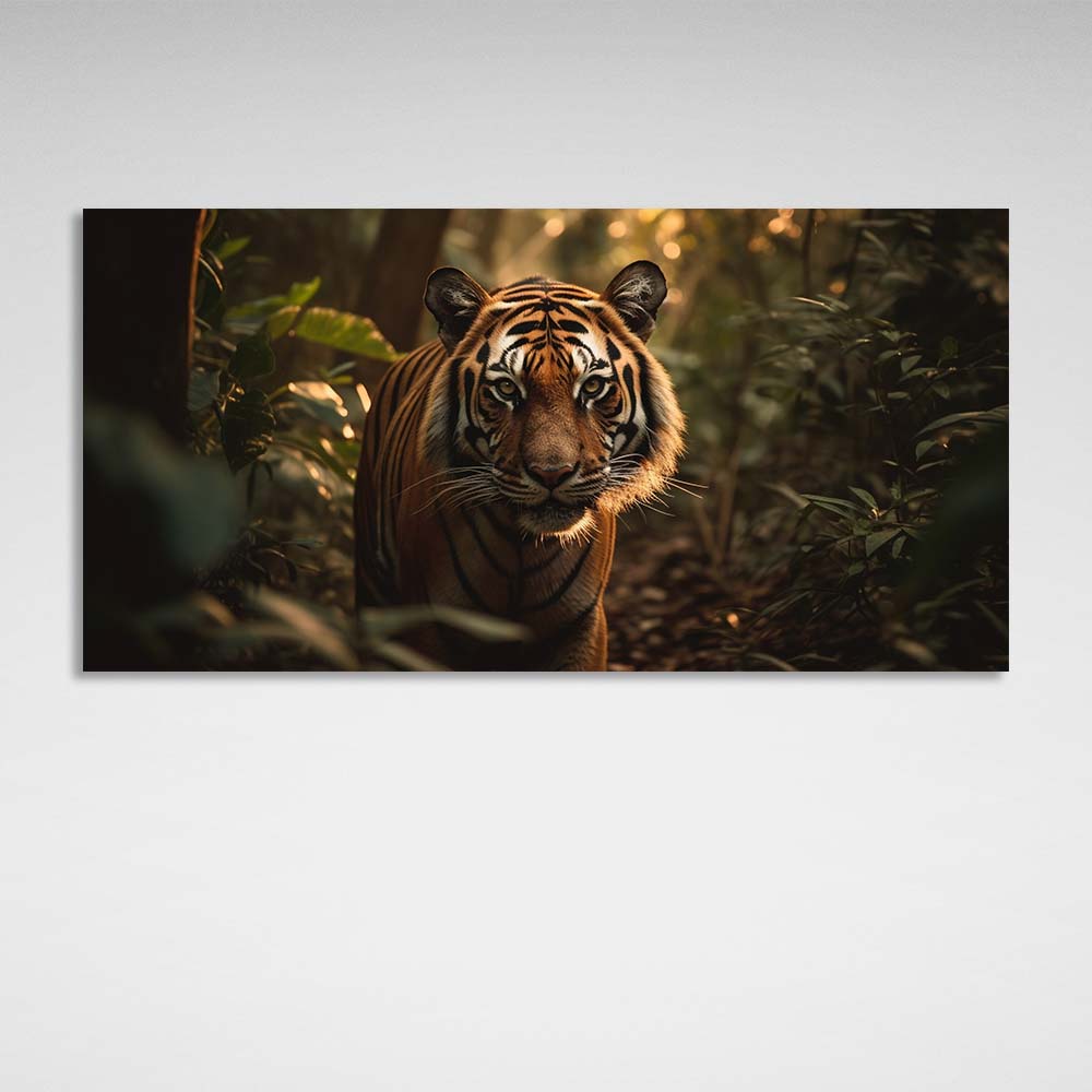 Kunstdruck auf Leinwand mit Tiger im Dschungel