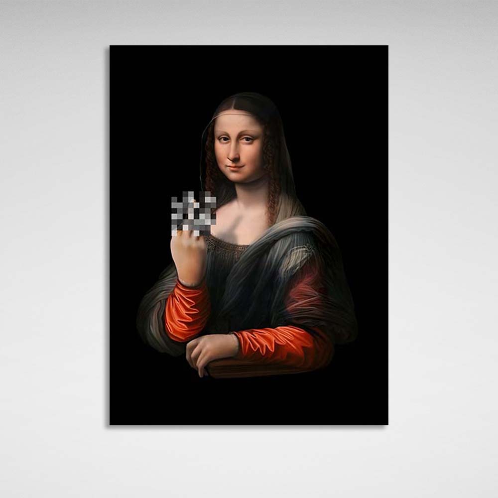 Kunstdruck auf Leinwand, Mona Lisa zeigt f*ck