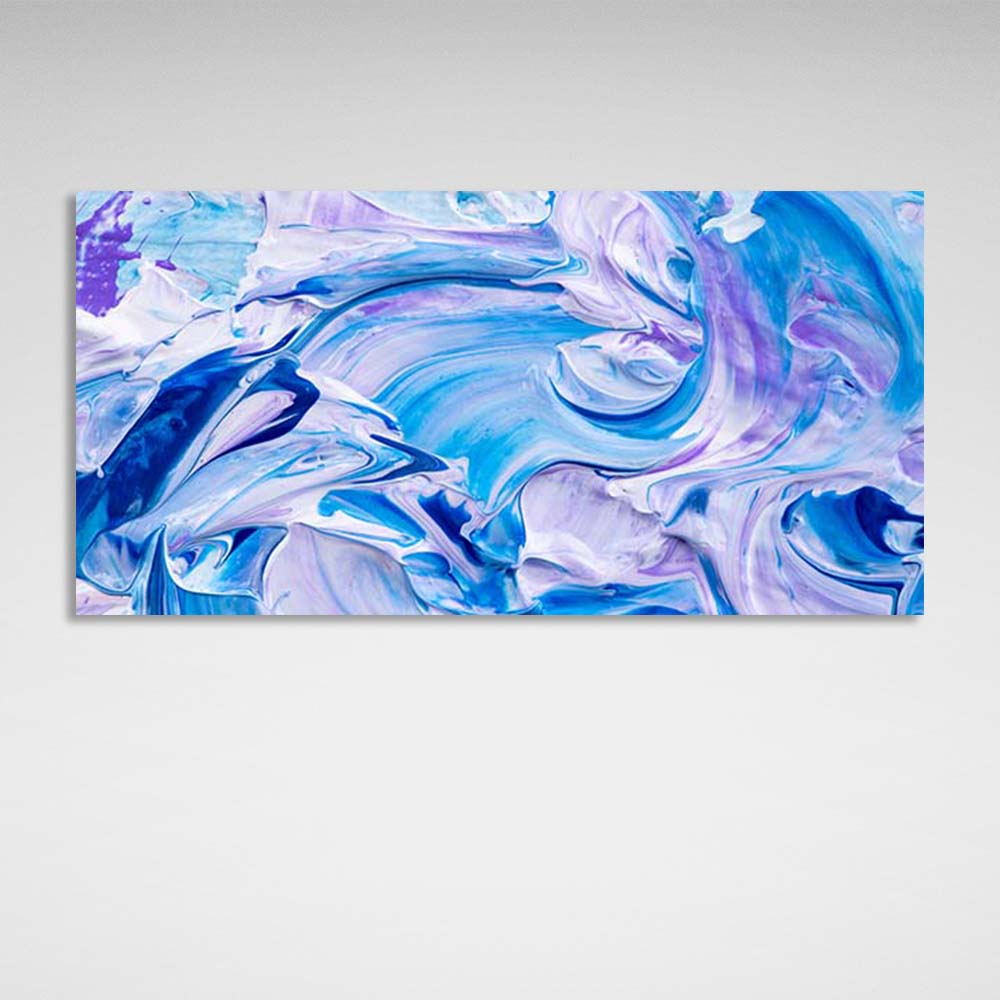 Abstraktion Leinwand Wand Kunstdruck abstrakt horizontal blau-lila Farbspritzer