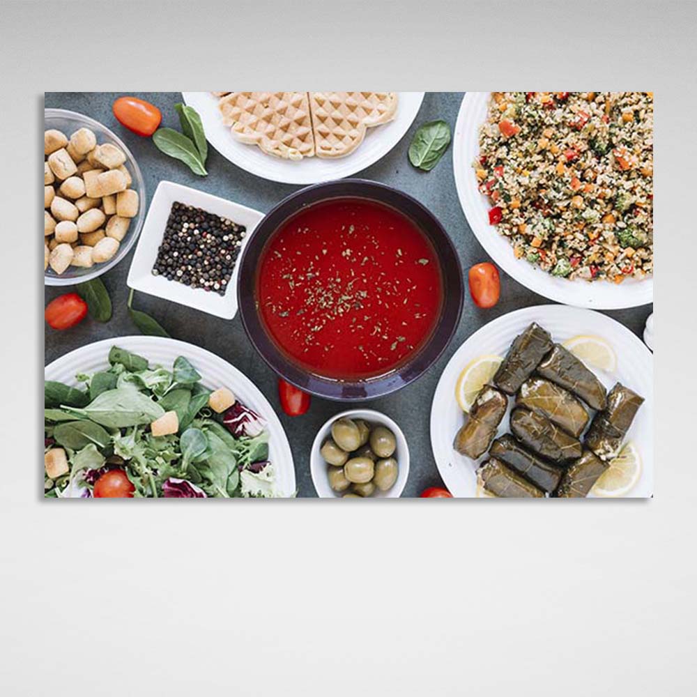 Canvas Wall Art Print For Kitchen Healthy Dinner