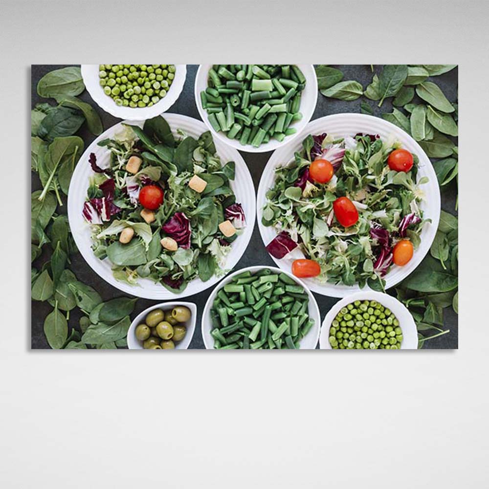 Canvas Wall Art Print For Kitchen 2 salads for lunch