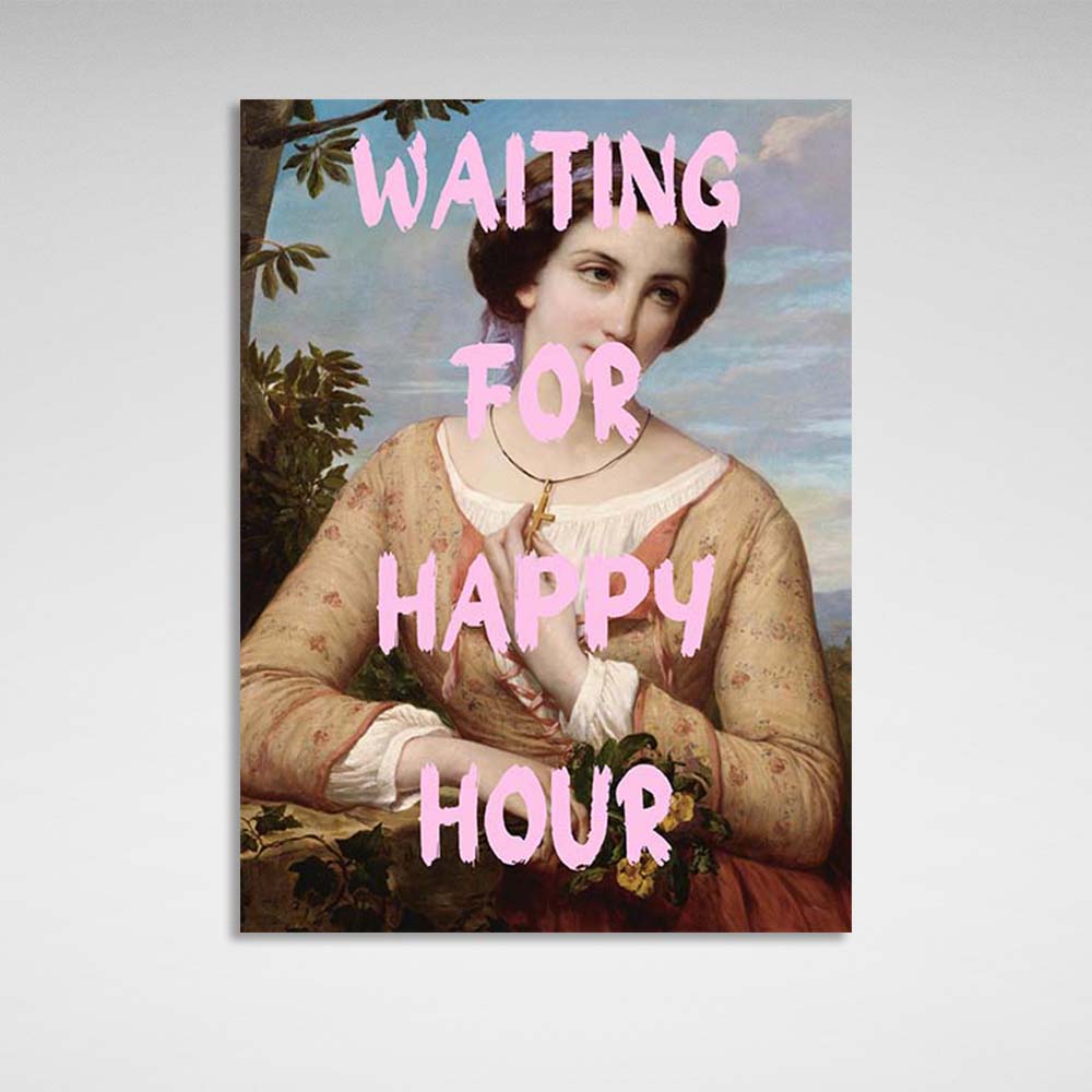 Canvas Wall Art Print Waiting for the happy hour