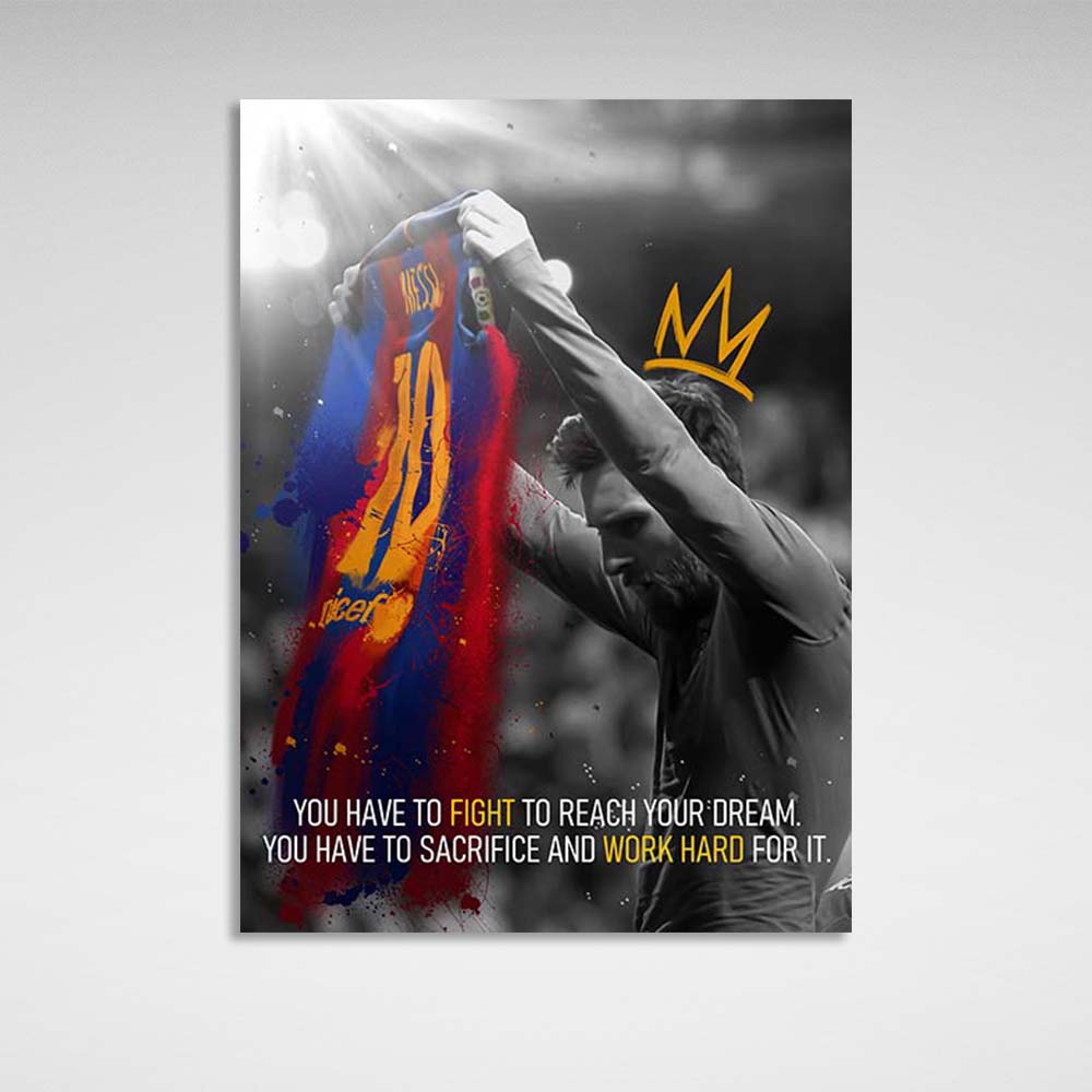 Soccer player Lionel Messi quote Motivational Canvas Wall Art Print