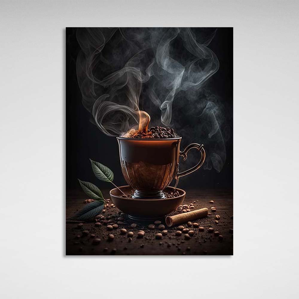 Canvas Wall Art Print For Kitchen Cup of coffee with chocolate