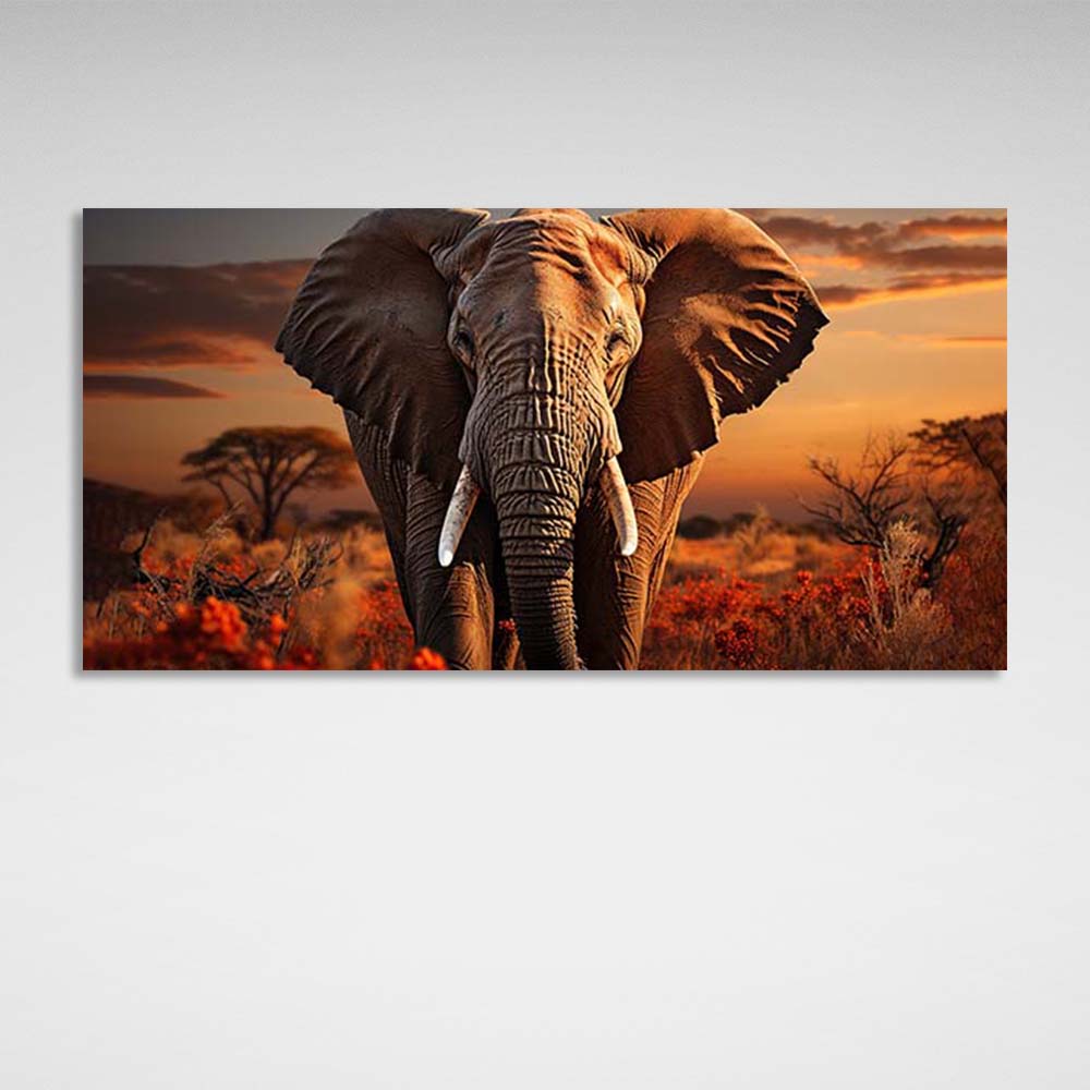 Canvas Wall Art Print Elephant in the savannah