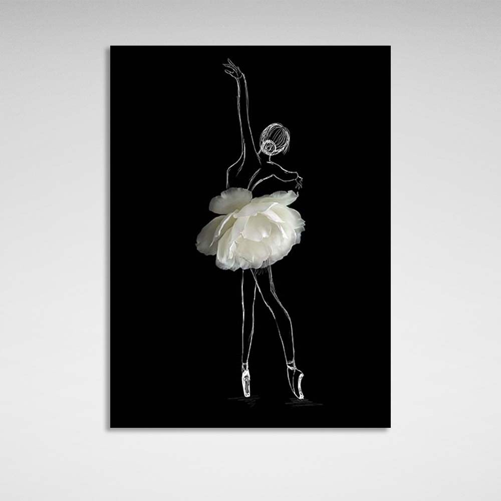 Leinwandbild, Wandbild, gemalte Ballerina mit Blumen-Tutu