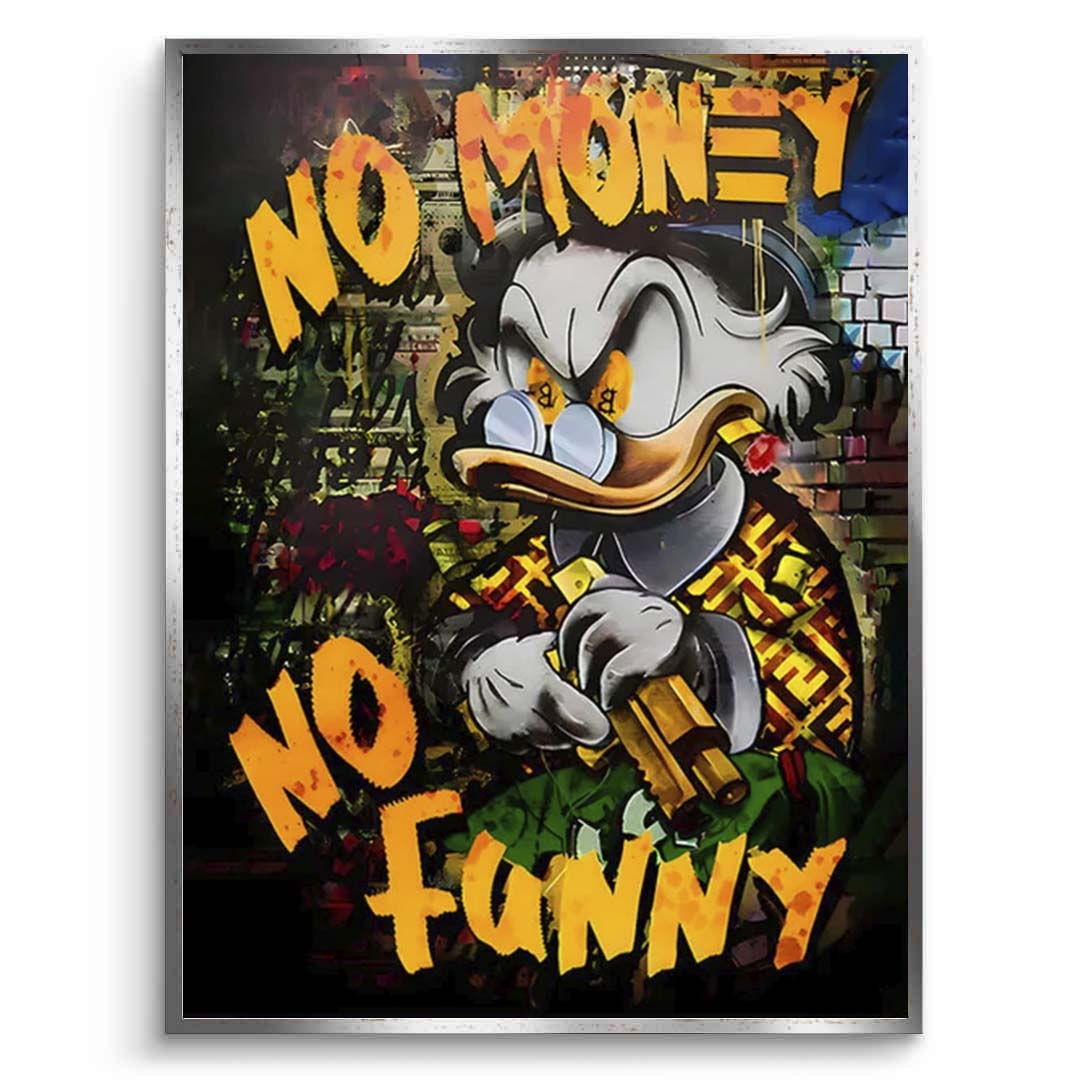 Scrooge with a gun in gold colors Inspirational Canvas Wall Art Print