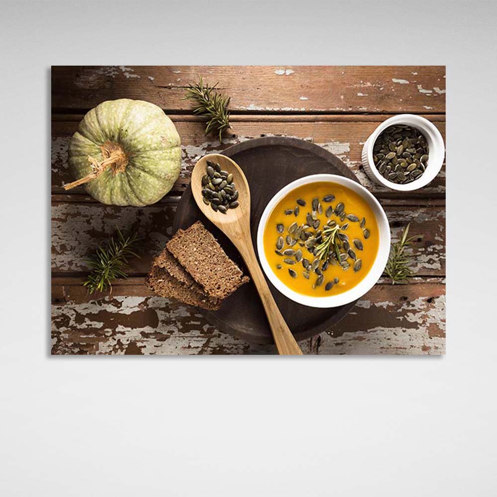 Canvas Wall Art Print For Kitchen Pumpkin soup