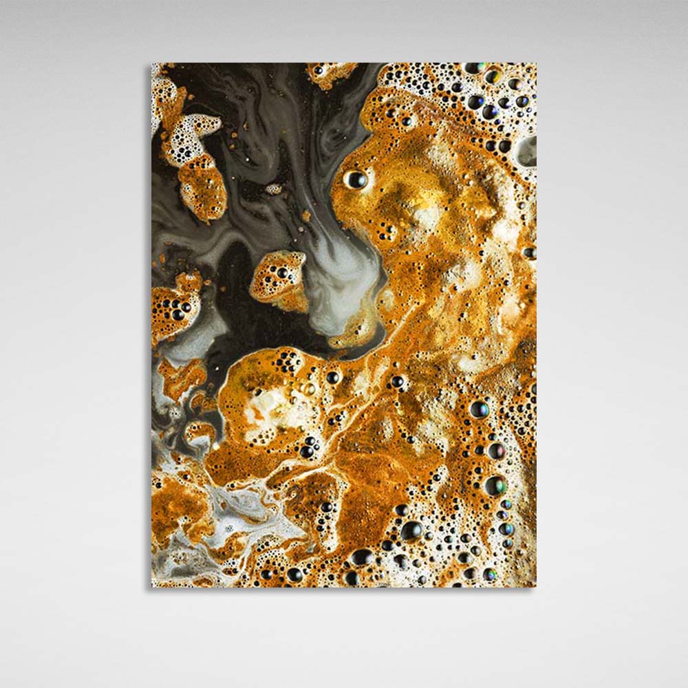 Abstraction Canvas Wall Art Print Divorces of gold paint on water