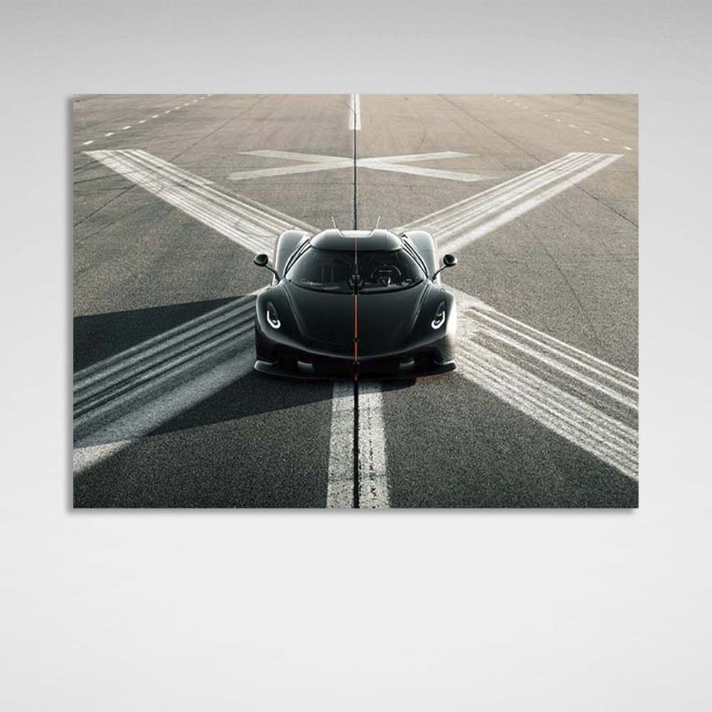 Kunstdruck auf Leinwand, Auto, Koenigsegg Jesko, absolut schwarz