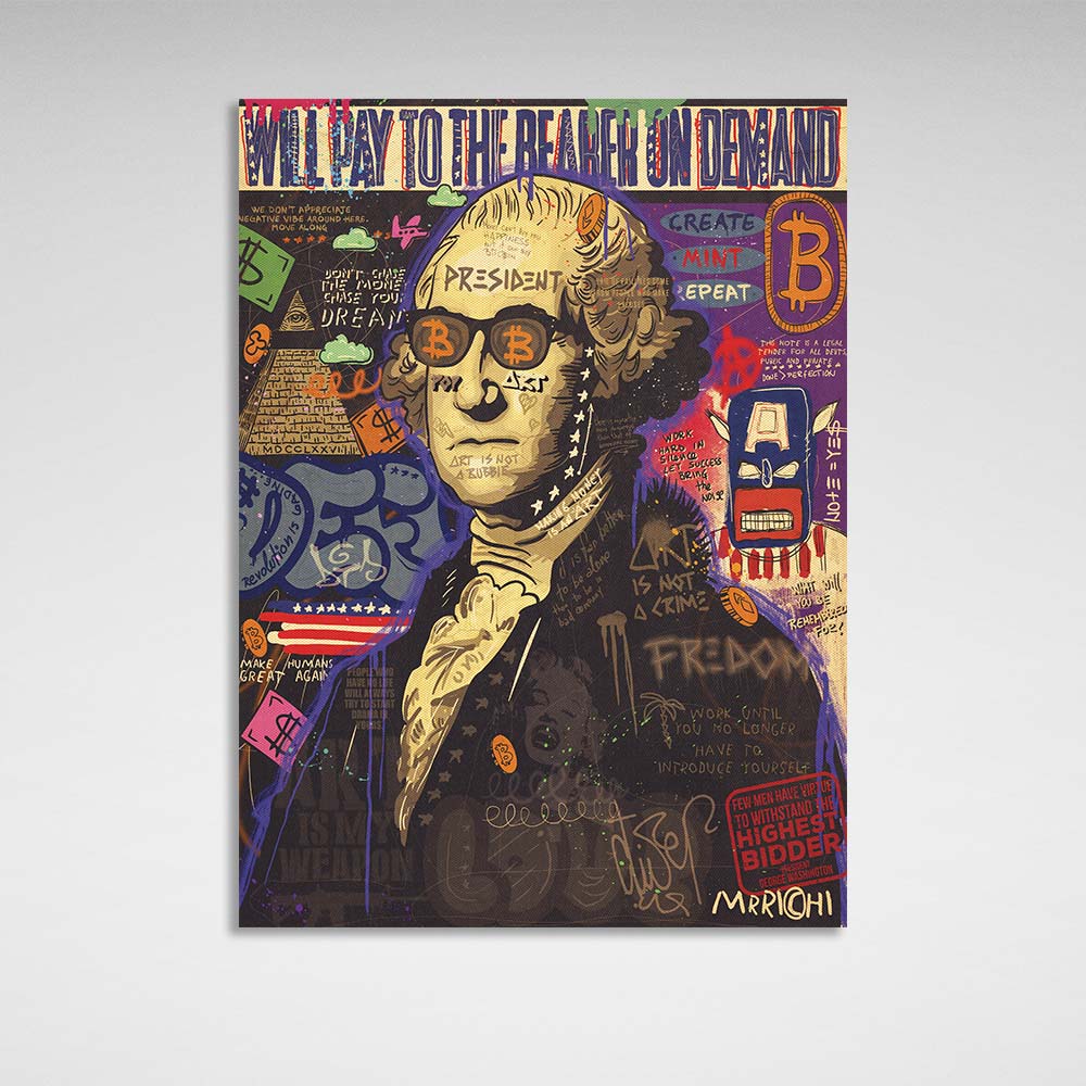 Pop-Art-Kunstdruck mit George Washington auf Leinwand