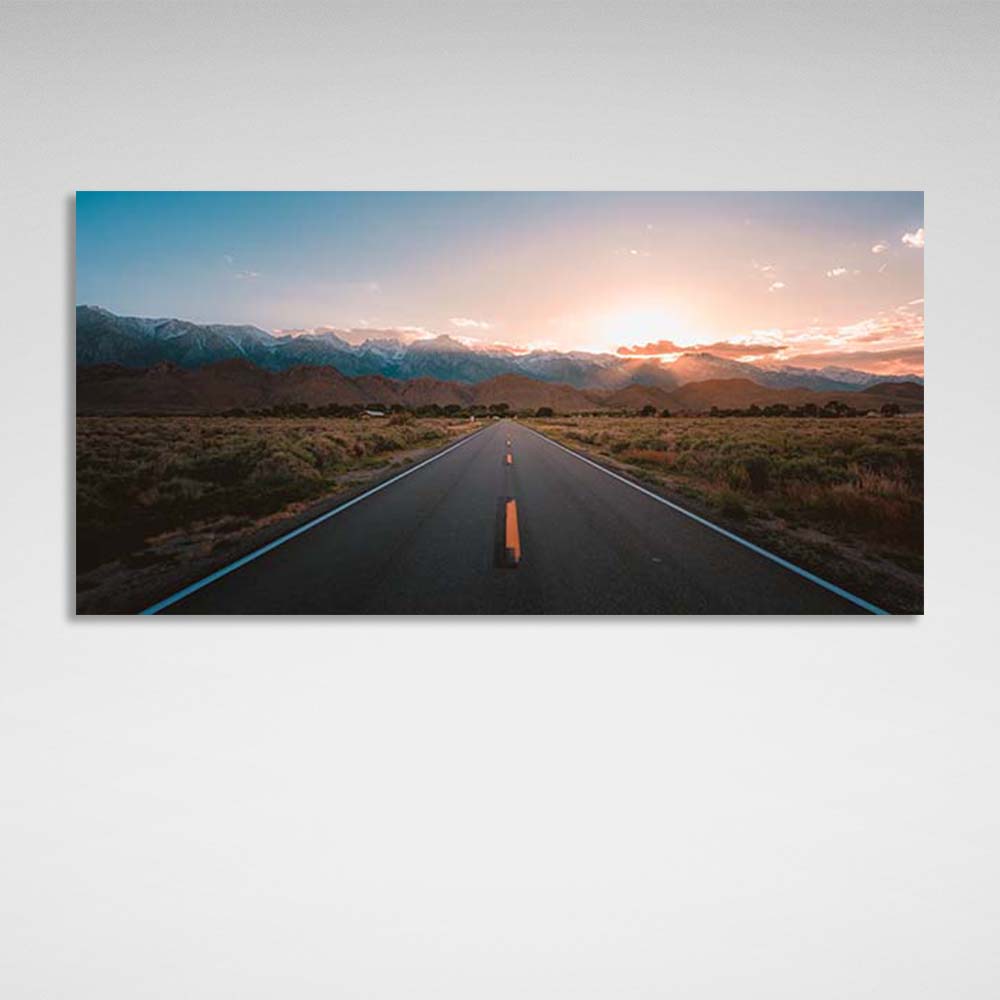 Kunstdruck auf Leinwand „Highway to the Sunset Mountains“