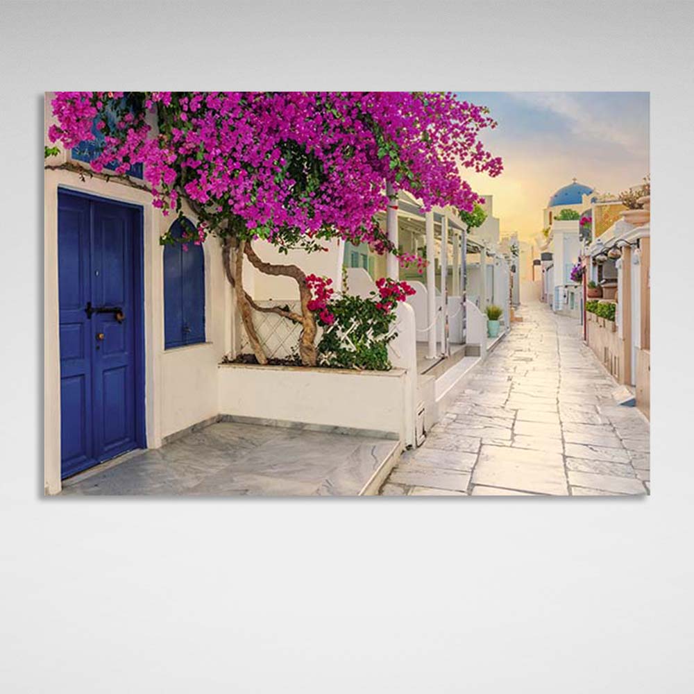 Kunstdruck auf Leinwand, Straße im griechischen Paros