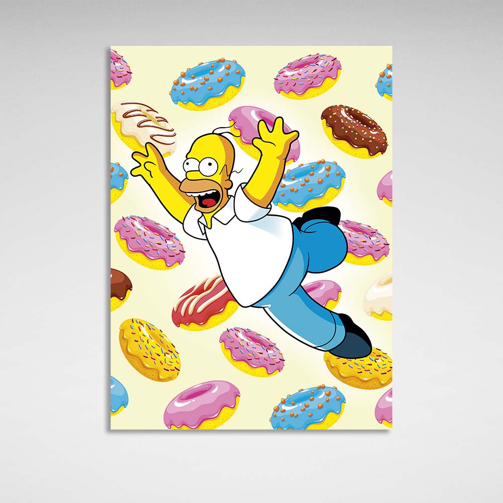 Homer Simpson vor den Donuts Leinwandbild