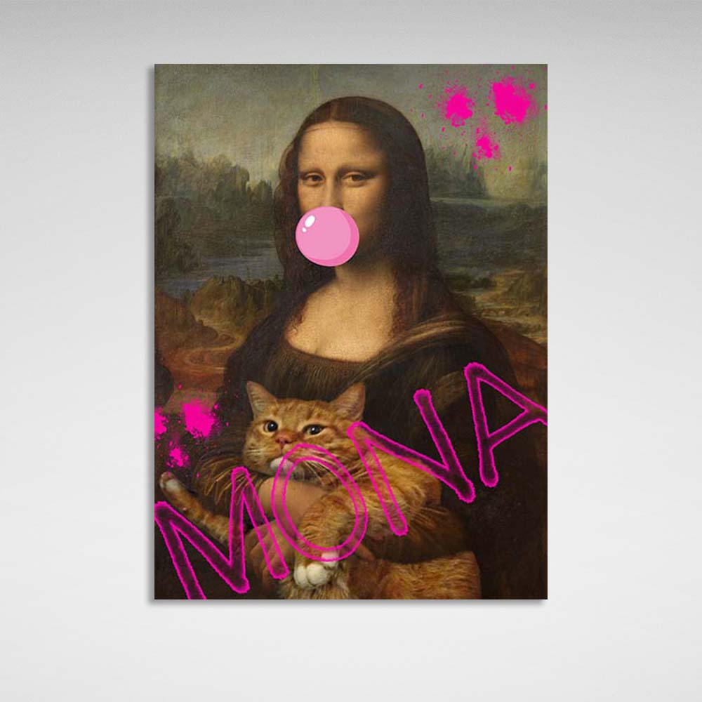 Canvas Wall Art Print Mona with a red cat