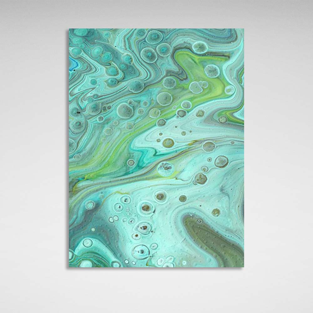 Abstraction Canvas Wall Art Print Diffusions of mint paint on water