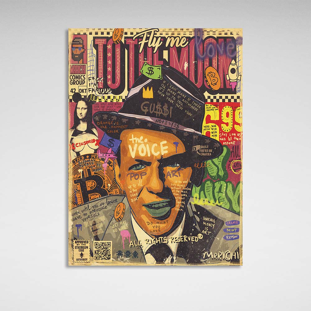 Pop-Art-Kunstdruck auf Leinwand mit Frank Sinatra-Motiv