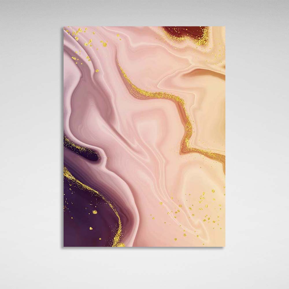 Abstraction Canvas Wall Art Print Purple-pink marble with gold