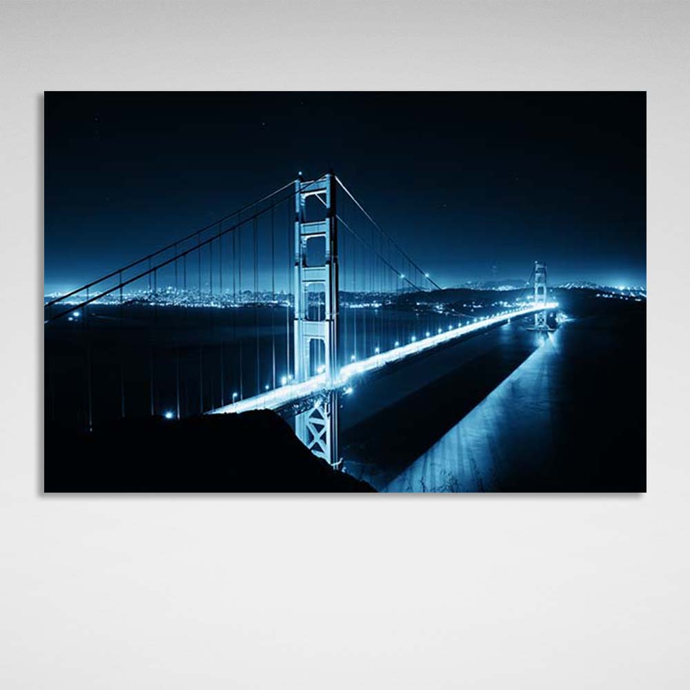 Canvas Wall Art Print Night Bridge Over San Francisco