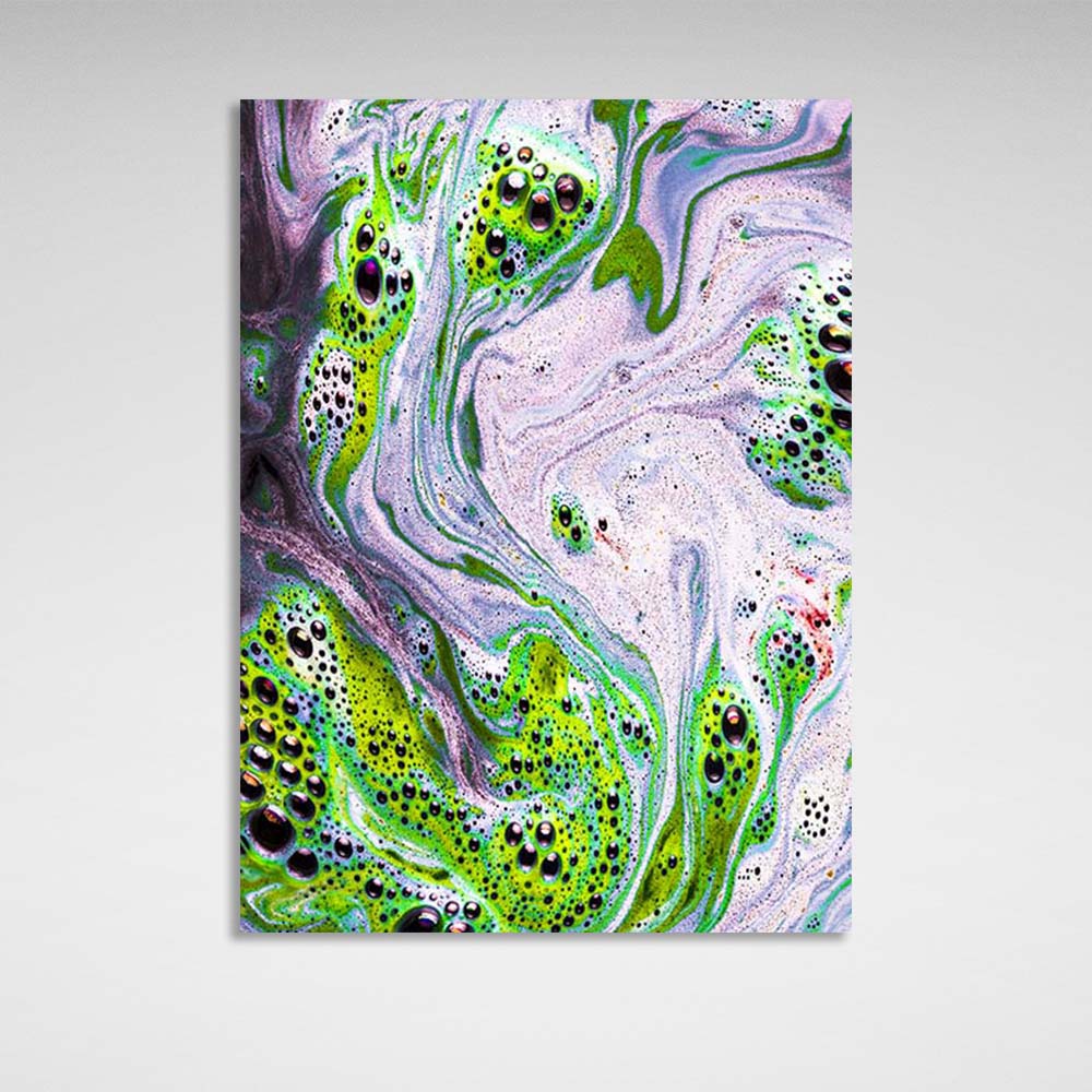 Abstraction Canvas Wall Art Print Divorces of green paint on water