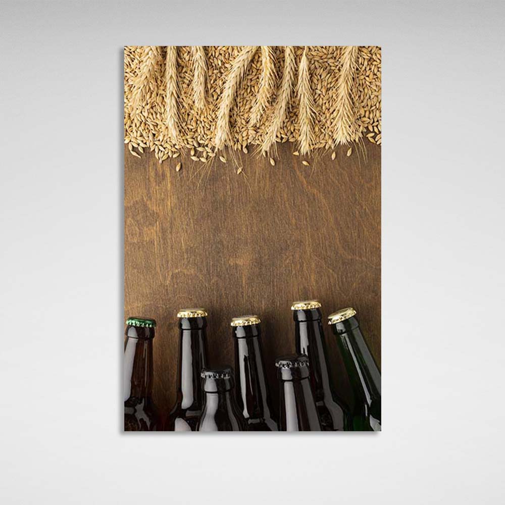 Canvas Wall Art Print For Kitchen Beer and barley grains