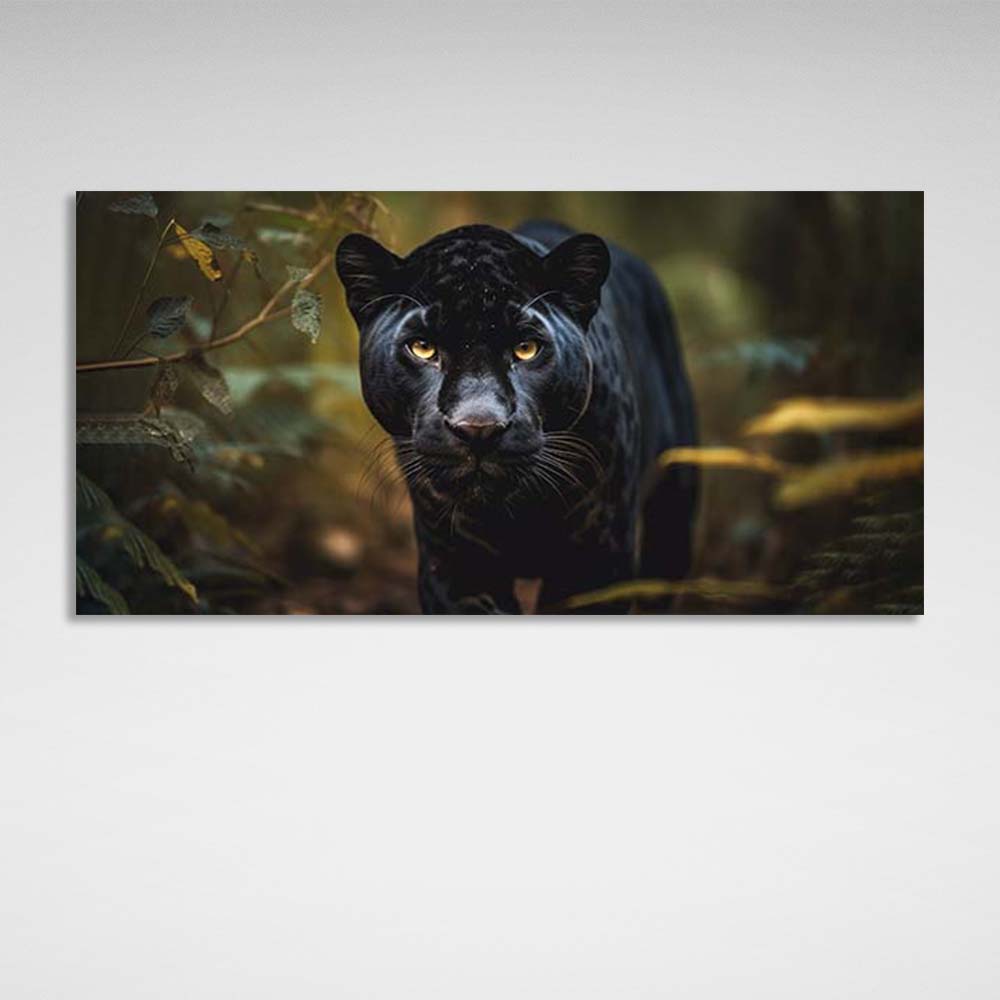 Kunstdruck auf Leinwand, Motiv: „Schwarzer Jaguar“