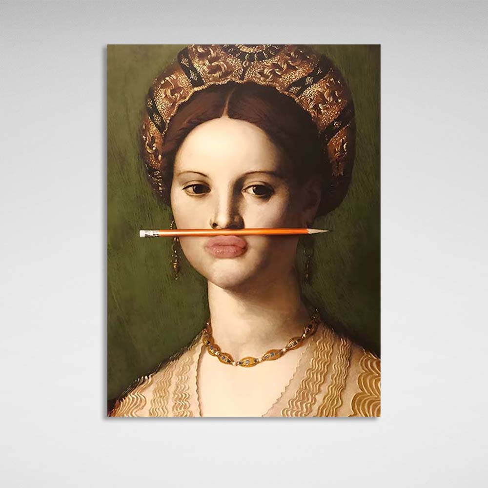 Kunstdruck auf Leinwand, Lady Medici mit Bleistift