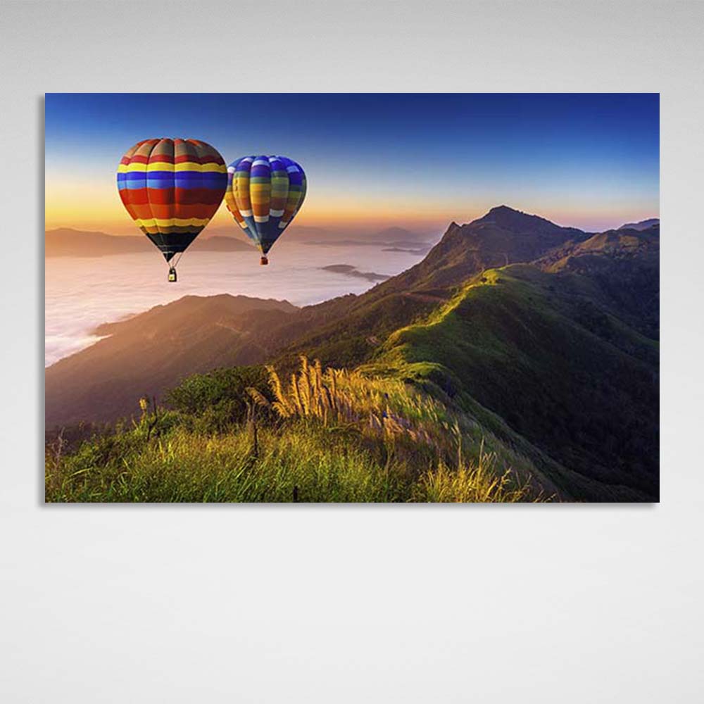 Canvas Wall Art Print 2 balloons over the mountains