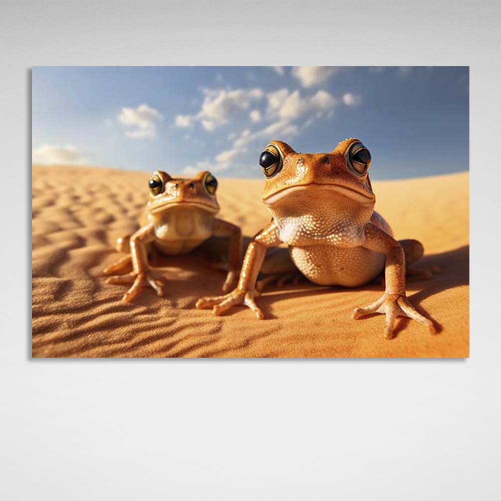 Leinwandbild Zwei Frösche im Sand