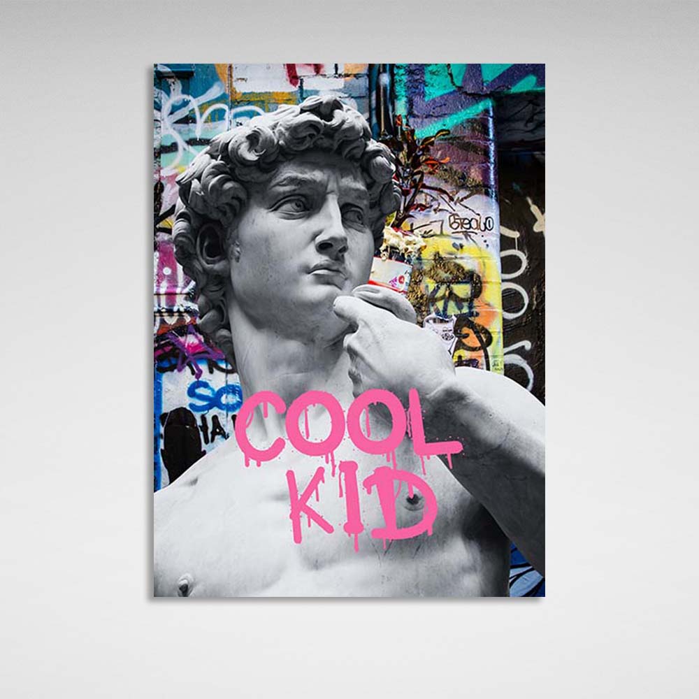 Kunstdruck auf Leinwand, Statue von David Cool Kid