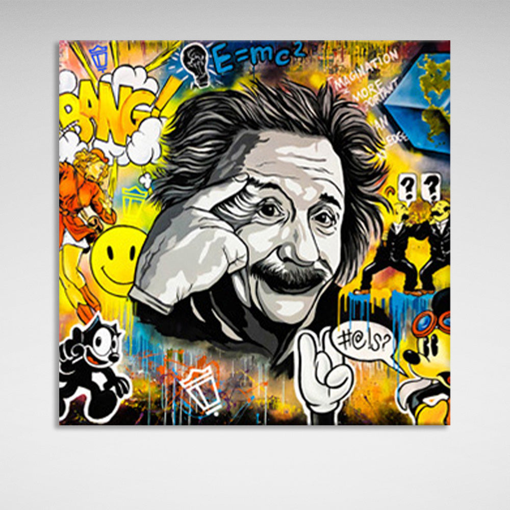 Graffiti Einstein Canvas Wall Art Print