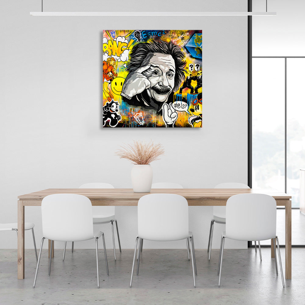 Graffiti Einstein Canvas Wall Art Print