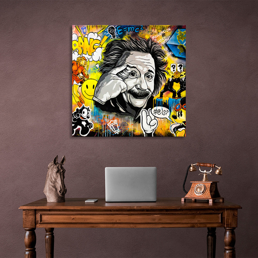 Graffiti Einstein Canvas Wall Art Print