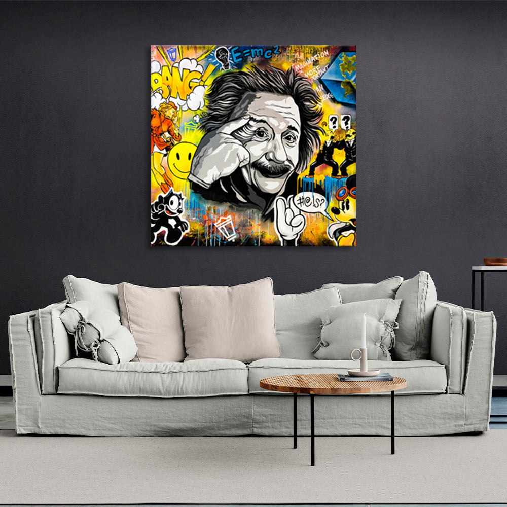 Graffiti Einstein Canvas Wall Art Print