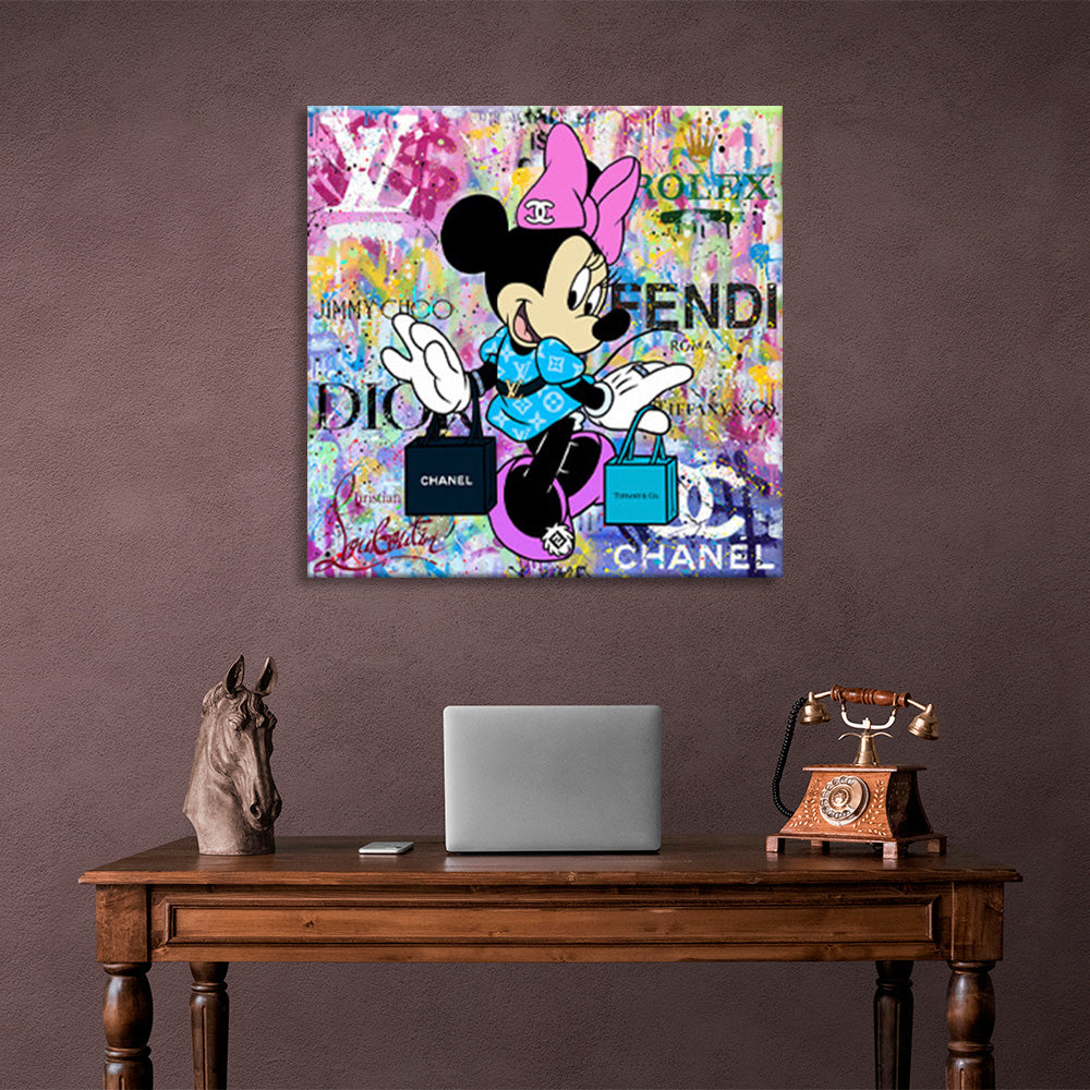 Mini Mauz with purchases from different brands Canvas Wall Art Print