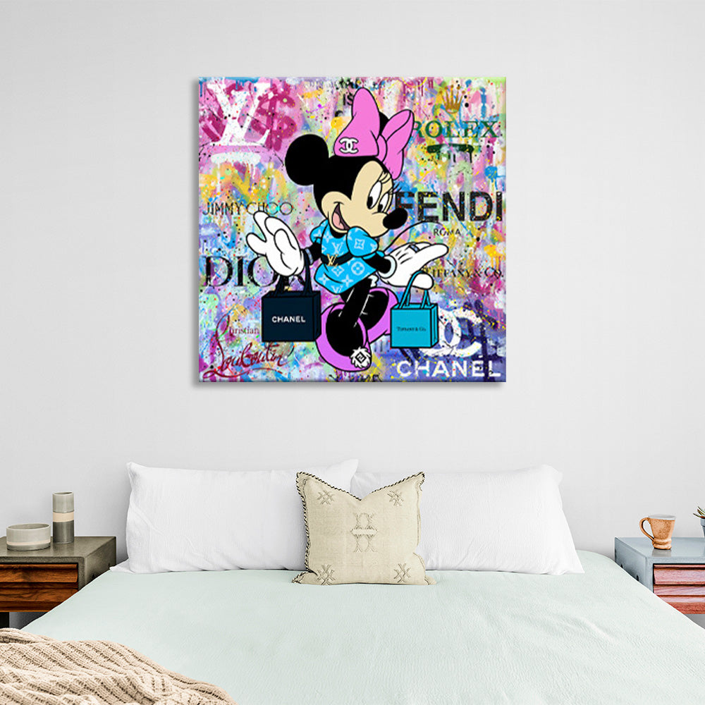 Mini Mauz with purchases from different brands Canvas Wall Art Print