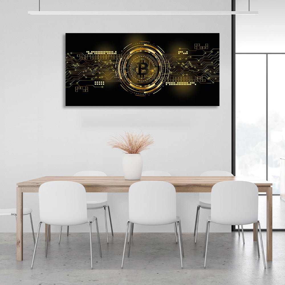 Inspirierender Kunstdruck auf Leinwand „Bitcoin“